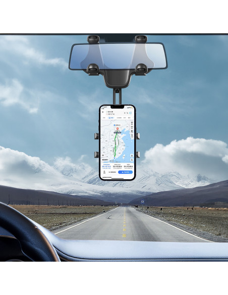 
Automobilinis telefono laikiklis galinio vaizdo veidrodėliui, 18 cm alkūnė - juodas
