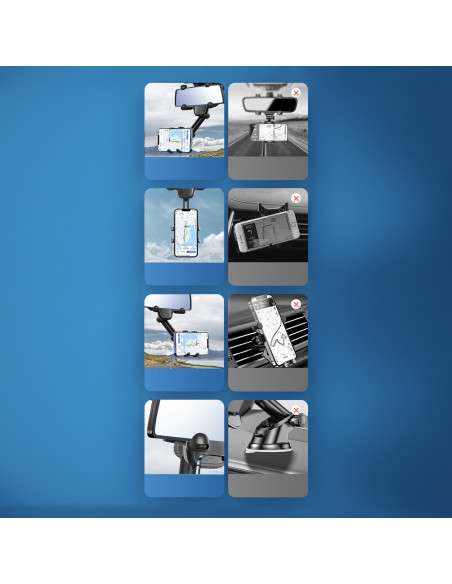 
Automobilinis telefono laikiklis galinio vaizdo veidrodėliui, 18 cm alkūnė - juodas
