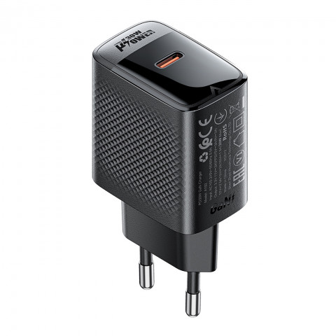 
A102 GaN USB-C PD 30W sieninis įkroviklis – juodas
