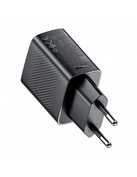 
A102 GaN USB-C PD 30W sieninis įkroviklis – juodas
