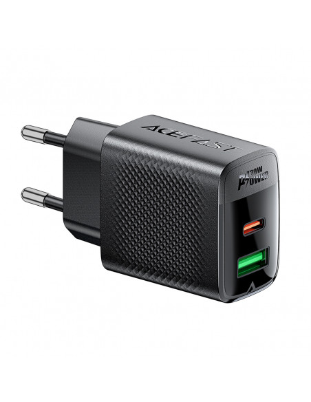 
A98 GaN USB-A USB-C PD 30W sieninis įkroviklis – juodas
