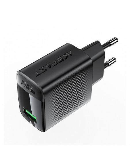 
A90 GaN USB-A QC 18W sieninis įkroviklis – juodas
