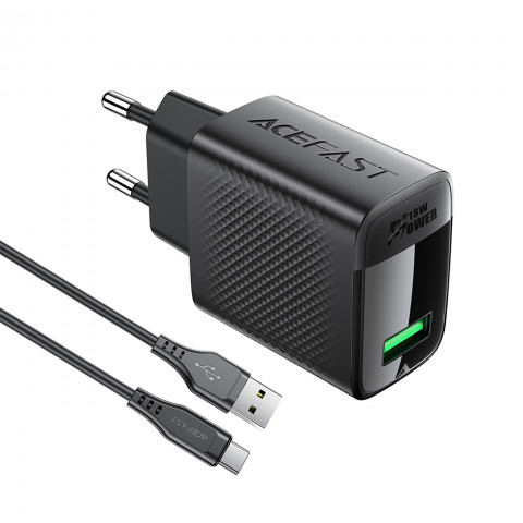 
A90 GaN USB-A QC 18W sieninis įkroviklis + USB-C laidas – juodas
