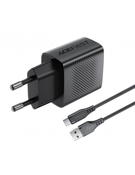 
A90 GaN USB-A QC 18W sieninis įkroviklis + USB-C laidas – juodas

