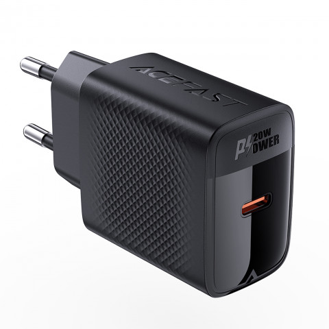 
A82 GaN USB-C PD 20W sieninis įkroviklis – juodas
