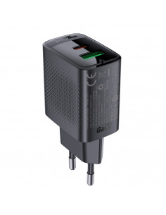 
A78 GaN USB-A USB-C PD 20W sieninis įkroviklis – juodas
