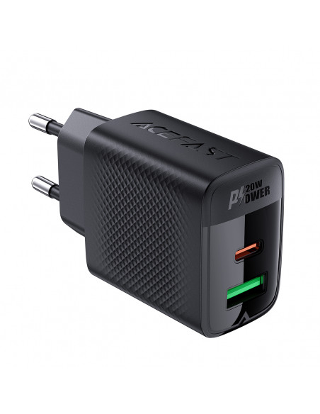 
A78 GaN USB-A USB-C PD 20W sieninis įkroviklis – juodas
