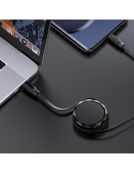 
USB-C – ištraukiamas USB-C laidas su organizatoriumi 60 W – juodas
