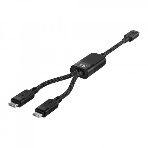 
2in1 dvigubas USB-C laidas - 2x USB-C 100W 480Mb/ s - juodas

