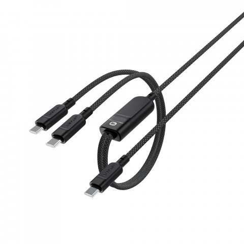 
2in1 dvigubas USB-C laidas - 2x USB-C 100W 480Mb/ s - juodas
