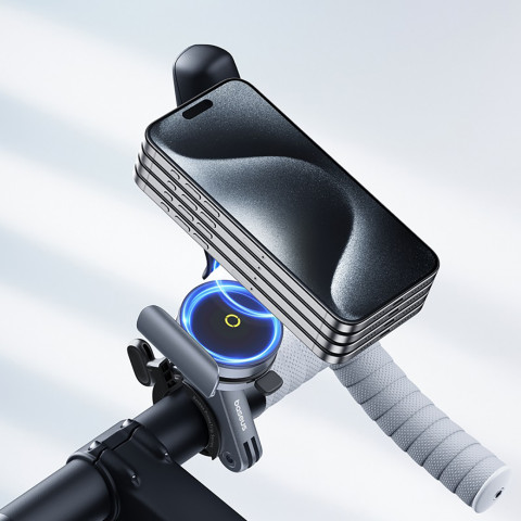 
„PrimeTrip“ magnetinis telefono laikiklis vairams, dviračiams, paspirtukams ir motociklams – juodas
