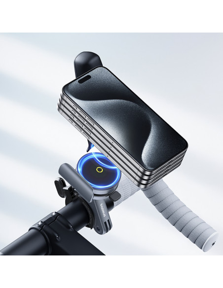 
„PrimeTrip“ magnetinis telefono laikiklis vairams, dviračiams, paspirtukams ir motociklams – juodas
