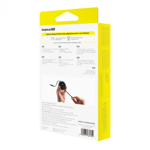 
„Free2Pull“ ištraukiamas USB-C laidas – „iPhone Lightning“ 20 W 1 m – juodas
