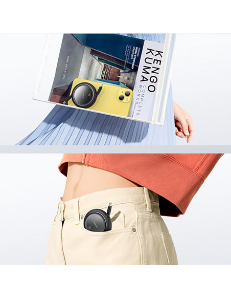 
„Free2Pull“ ištraukiamas USB-C laidas – „iPhone Lightning“ 20 W 1 m – juodas
