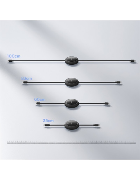 
„Free2Pull“ ištraukiamas USB-C laidas – „iPhone Lightning“ 20 W 1 m – juodas
