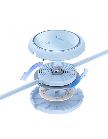 
„Free2Pull“ ištraukiamas USB-C laidas – „iPhone Lightning“ 20 W, 1 m – mėlynas
