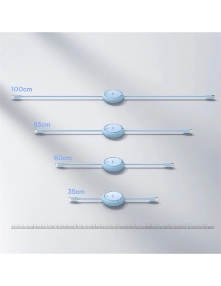 
„Free2Pull“ ištraukiamas USB-C laidas – „iPhone Lightning“ 20 W, 1 m – mėlynas
