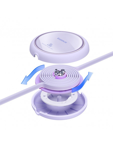 
„Free2Pull“ ištraukiamas USB-C laidas – „iPhone Lightning“ 20 W, 1 m – violetinis
