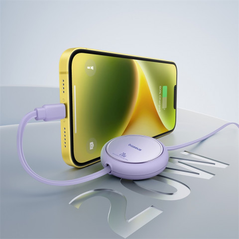 
„Free2Pull“ ištraukiamas USB-C laidas – „iPhone Lightning“ 20 W, 1 m – violetinis
