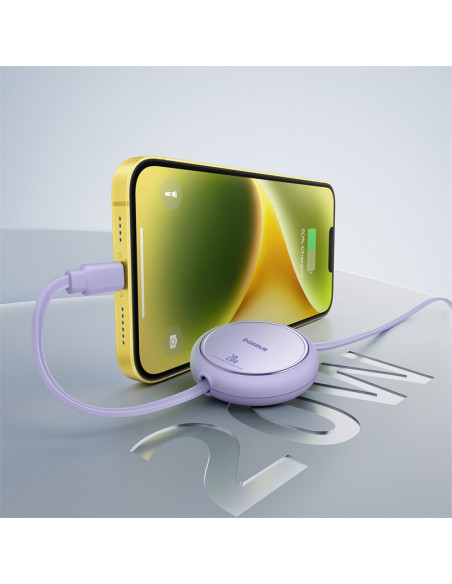 
„Free2Pull“ ištraukiamas USB-C laidas – „iPhone Lightning“ 20 W, 1 m – violetinis
