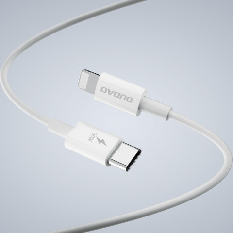 
GaN A30EUL 30W USB-A USB-C sieninis įkroviklis + USB-C – „Lightning“ laidas – baltas
