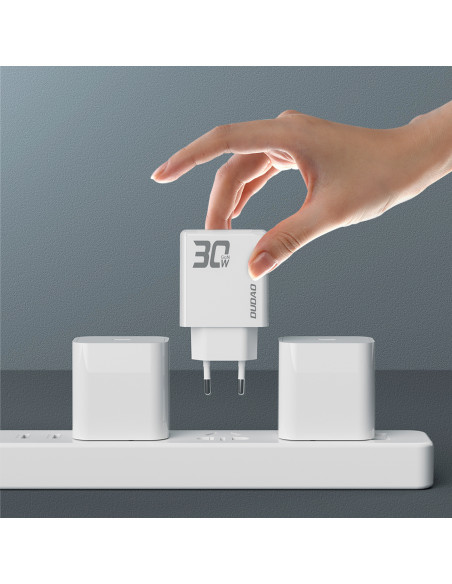 
GaN A30EUL 30W USB-A USB-C sieninis įkroviklis – baltas
