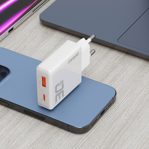 
GaN A30EUL 30W USB-A USB-C sieninis įkroviklis – baltas
