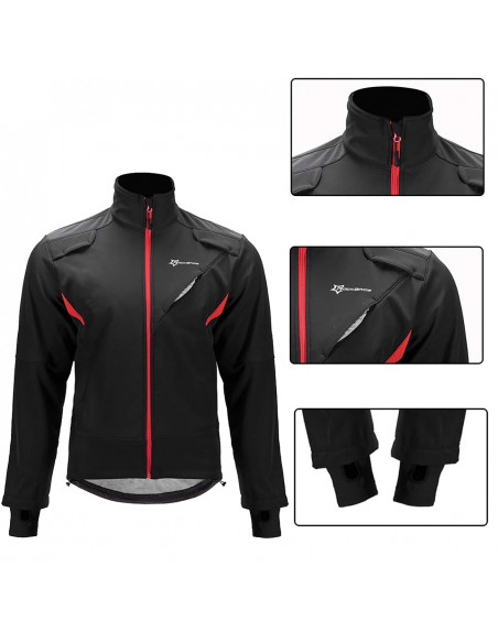 
Vėjui neperšlampama dviratininko sportinė striukė iki -10C, L dydžio - juoda
