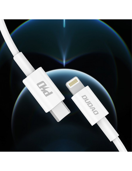 
L6X USB-C – iPhone Lightning PD 20W 1m laidas – baltas
