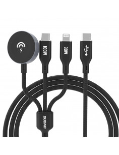 
3in1 laidas USB-C - USB-C / iPhone Lightning / Apple Watch įkroviklis PD 100W 1.2m - juodas
