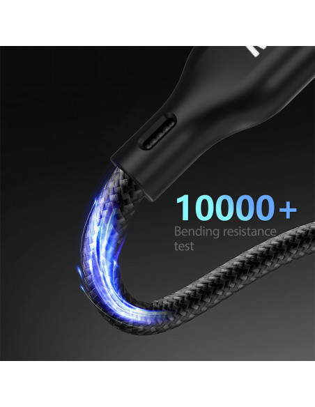 
3in1 laidas USB-C - USB-C / iPhone Lightning / Apple Watch įkroviklis PD 100W 1.2m - juodas
