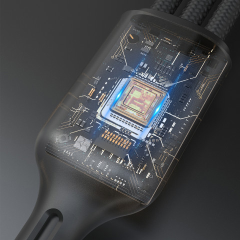 
3in1 laidas USB-C - USB-C / iPhone Lightning / Apple Watch įkroviklis PD 100W 1.2m - juodas
