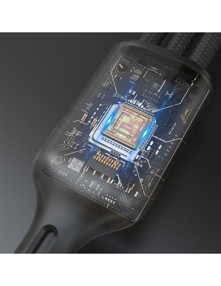 
3in1 laidas USB-C - USB-C / iPhone Lightning / Apple Watch įkroviklis PD 100W 1.2m - juodas
