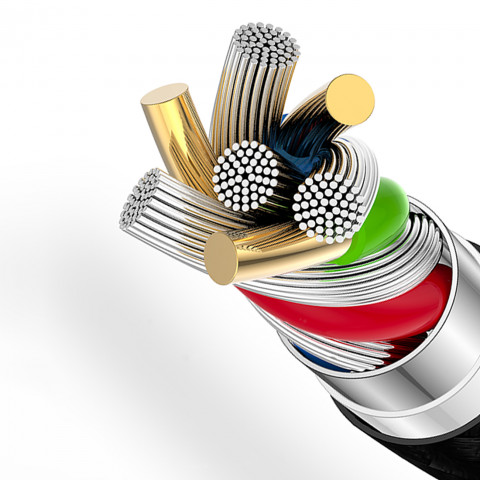 
L3SM USB-A - MicroUSB 3A 1,2 m pintas kabelis - juodas
