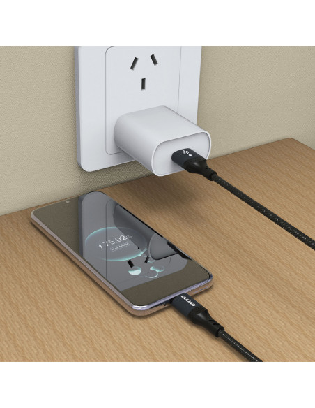 
L3ST USB-A - USB-C 5A pintas kabelis 1,2 m - juodas
