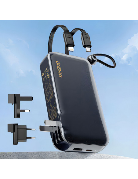 
2in1 JK, JAV, ES sieninis įkroviklis + 10000mAh išorinė baterija USB-C, USB-A – pilka
