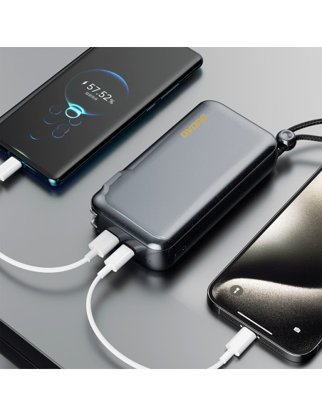 
2in1 JK, JAV, ES sieninis įkroviklis + 10000mAh išorinė baterija USB-C, USB-A – pilka
