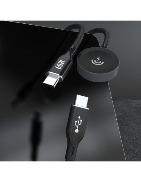 
2in1 „Apple Watch“ įkrovimo laidas + USB-C PD 60W kištukas – juodas
