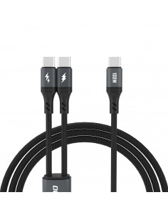 
2in1 L3F laidas 2 USB-C telefonams įkrauti - 2x USB-C 100W 1.2m - juodas
