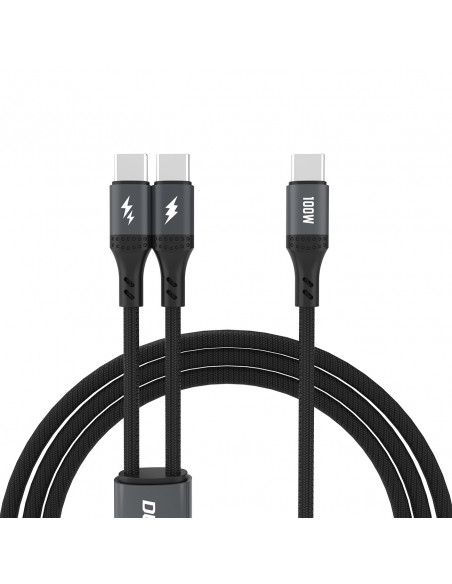 
2in1 L3F laidas 2 USB-C telefonams įkrauti - 2x USB-C 100W 1.2m - juodas
