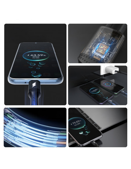 
2in1 L3F laidas 2 USB-C telefonams įkrauti - 2x USB-C 100W 1.2m - juodas
