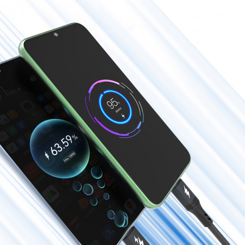 
2in1 L3F laidas 2 USB-C telefonams įkrauti - 2x USB-C 100W 1.2m - juodas
