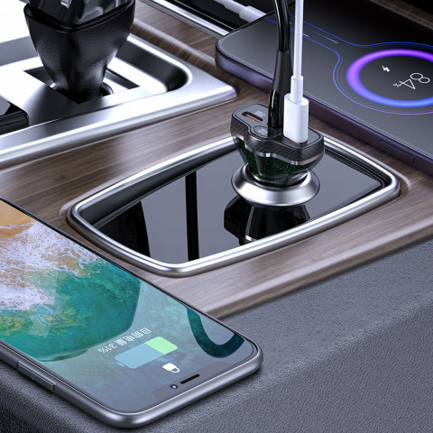 
R78 78W USB-C PD / 2xUSB-A QC automobilinis įkroviklis – juodas
