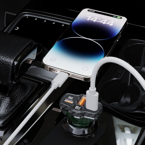 
R78 78W USB-C PD / 2xUSB-A QC automobilinis įkroviklis – juodas
