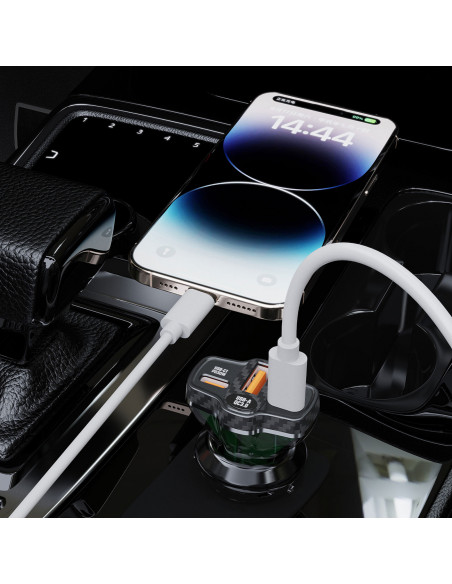 
R78 78W USB-C PD / 2xUSB-A QC automobilinis įkroviklis – juodas
