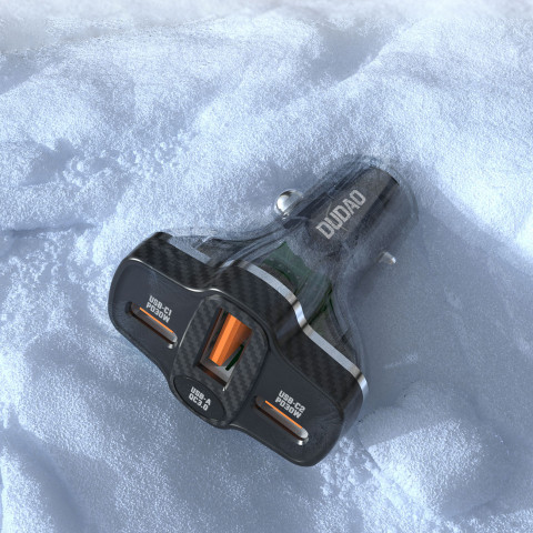 
R78 78W USB-C PD / 2xUSB-A QC automobilinis įkroviklis – juodas
