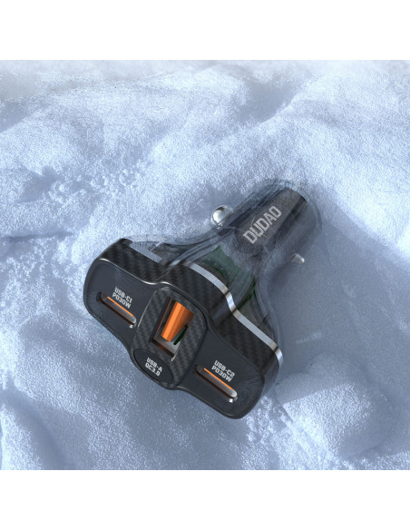 
R78 78W USB-C PD / 2xUSB-A QC automobilinis įkroviklis – juodas
