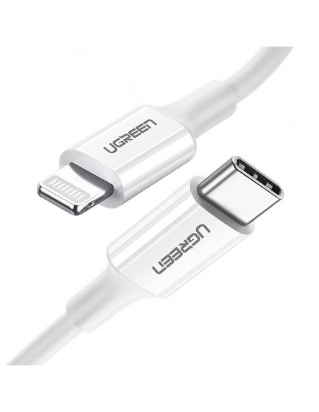 
MFi USB-C - iPhone Lightning kabelis 20W 3A 0.25m - baltas
