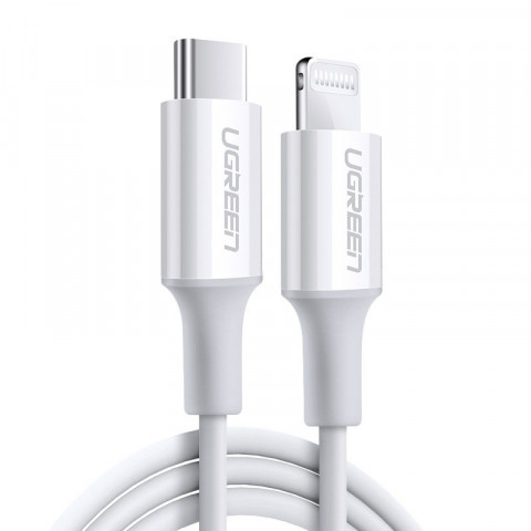 
MFi USB-C - iPhone Lightning kabelis 20W 3A 0.25m - baltas
