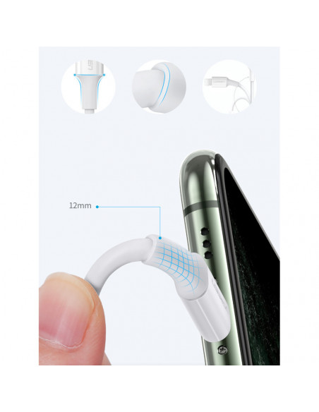 
MFi USB-C - iPhone Lightning kabelis 20W 3A 0.25m - baltas
